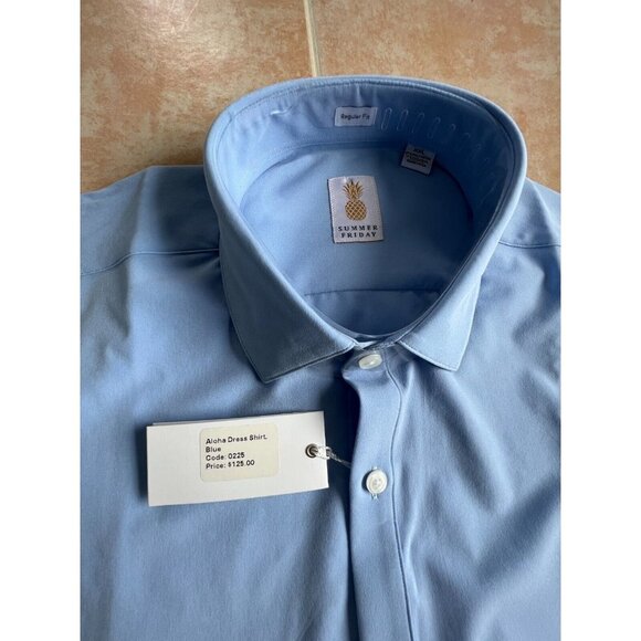 SUMMER FRIDAY Regular Fit Aloha Dress Shirt‎ Blue Men sizeXXL - Picture 7 of 11